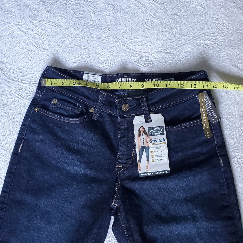 Signature by Levi Strauss Modern Slim Cuff Jeans Dark Wash - Sz 8 - Picture 7 of 12